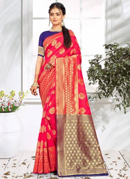 Pink Colour Santraj Flower Booti New Exclusive Wear Fancy Designer Banarsi Silk Saree Collection S-5005